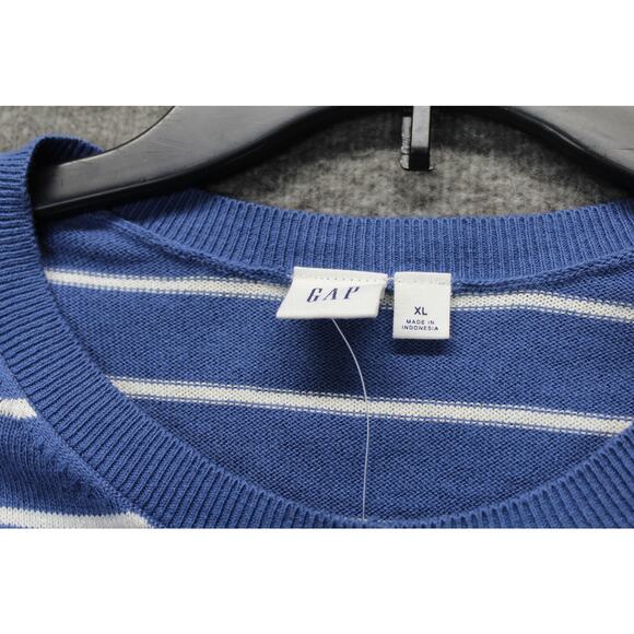 GAP Cardigan Sweater Crewneck Blue White Striped Button Womens Size XL NEW - Picture 3 of 5